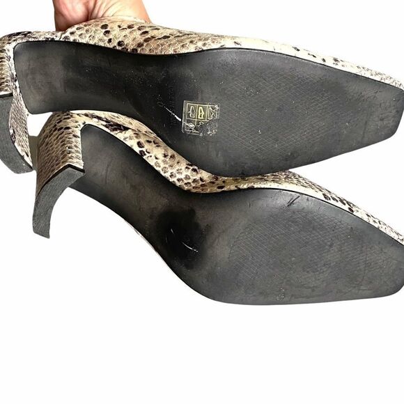 L’INTERVALLE Python Snake Print Square Toe Mule Heels Black Cream 40 - Picture 10 of 13